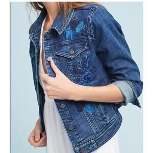 Pilcro and The Letterpress / Embroidered and Beaded Denim Jacket / sz S